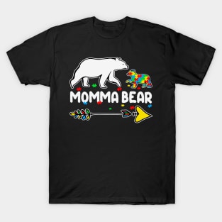 Momma Bear Autism Awareness Gift for Birthday, Mother's Day, Thanksgiving, Christmas T-Shirt